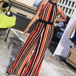 BooHoo Strip Jumpsuit